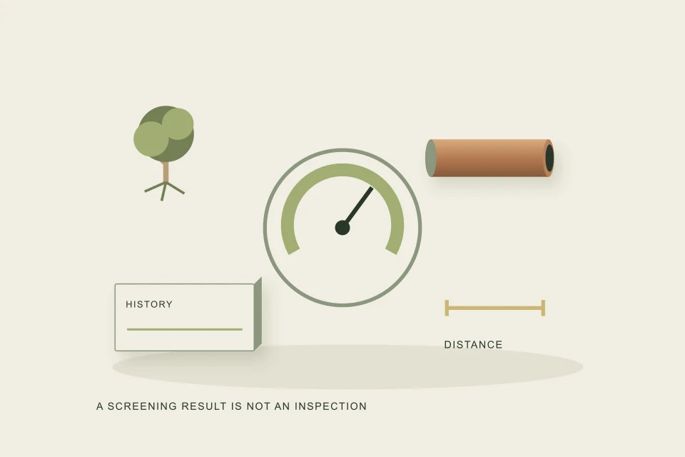 Conceptual illustration of four property factors arranged around a screening dial